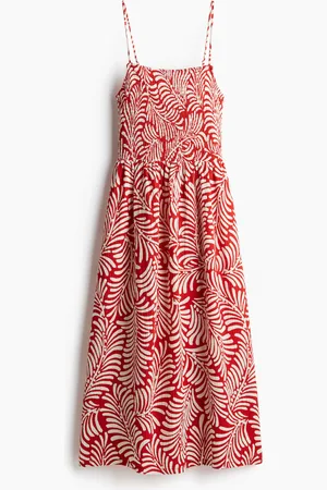 H&M Gesmoktes Trägerkleid - Rot