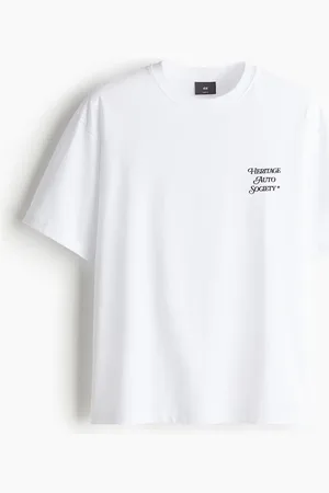H&M Bedrucktes T-Shirt in Loose Fit - Weiß