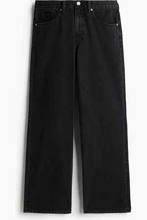 H&M Loose Straight High Jeans - Schwarz