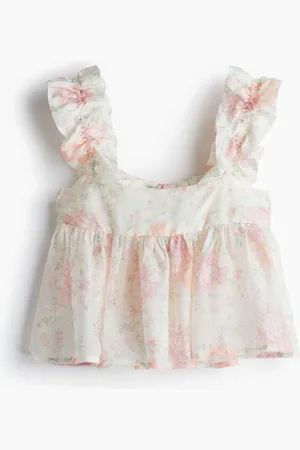 H&M Gerafftes Tanktop mit Peplum - Weiß