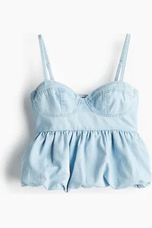 H&M Bustier-Top aus Denim - Blau