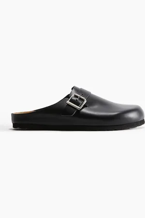 H&M Pantoletten aus Veloursleder - Schwarz