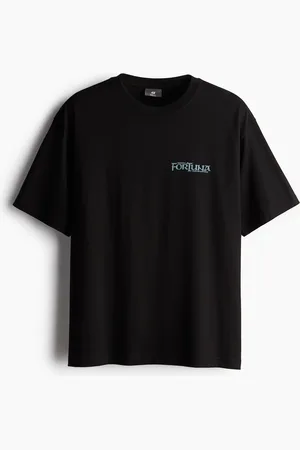 H&M Bedrucktes T-Shirt in Loose Fit - Schwarz