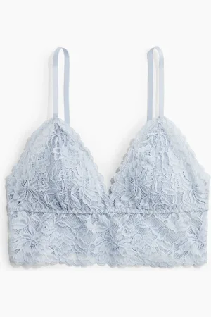 H&M Wattiertes Bralette aus Spitze - Blau