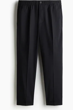 H&M Cropped Baumwollhose in Regular Fit - Schwarz