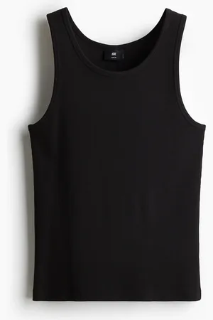 H&M Geripptes Tanktop in Slim Fit - Schwarz