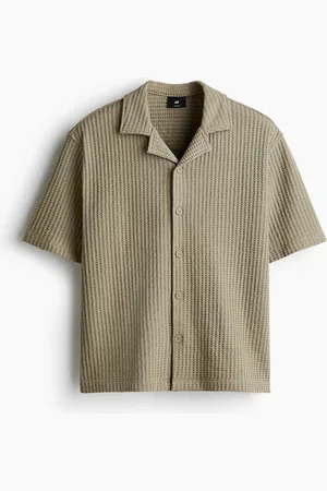 H&M Freizeithemd mit Waffelstruktur in Loose Fit - Grün