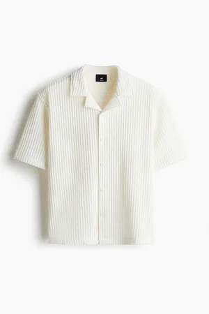 H&M Freizeithemd mit Waffelstruktur in Loose Fit - Weiß