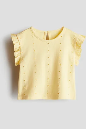 H&M Top mit Broderie Anglaise - Gelb