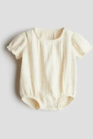 H&M Cotton muslin romper suit - Beige