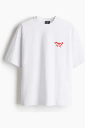 H&M Bedrucktes T-Shirt in Oversized Fit - Weiß