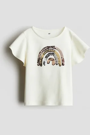 H&M Shirt mit Paillettenmotiv - Weiß