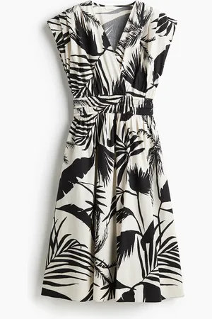 H&M Baumwollkleid mit gesmokter Taille - Schwarz