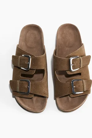 H&M Sandalen aus Veloursleder - Beige