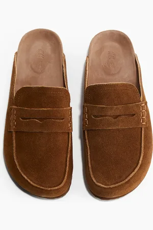 H&M Pennyloafer-Pantoletten aus Leder - Beige