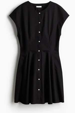 H&M Durchgeknöpftes Baumwollkleid - Schwarz