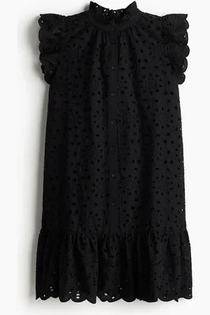 H&M Kleid mit Broderie Anglaise - Schwarz