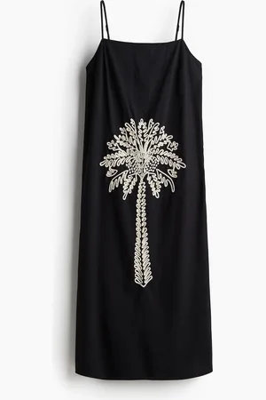 H&M Besticktes Trägerkleid - Schwarz