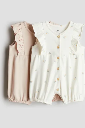 H&M 2er-Pack Strampler mit Volantbesatz - Beige