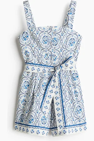 H&M Kurzer Jumpsuit aus Baumwollpopeline - Weiß