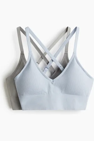 H&M 2er-Pack Sport-BHs mit DryMove™ Medium Support - Blau