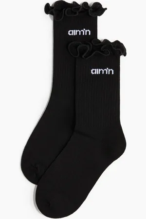 H&M Frill Logo Socks - Schwarz