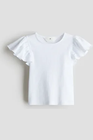 H&M Shirt mit Butterfly-Ärmeln - Weiß