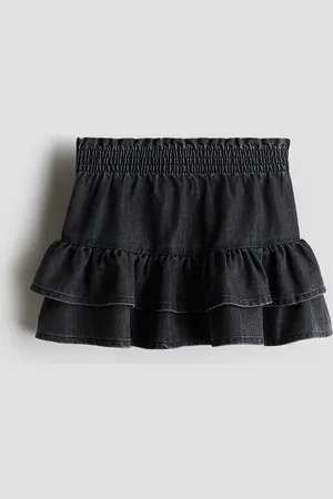 H&M Stufenrock aus Denim - Schwarz