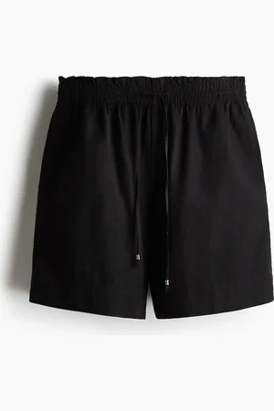 H&M Kordelzugshorts aus Leinenmix - Schwarz