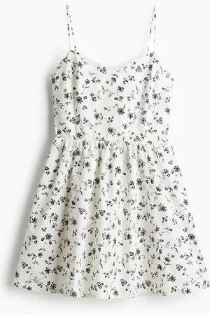 H&M Baumwollkleid mit ausgestelltem Rock - Weiß