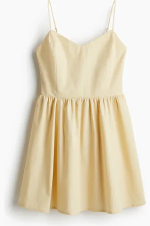 H&M Baumwollkleid mit ausgestelltem Rock - Gelb