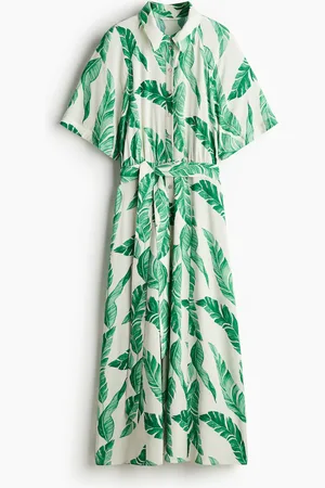 H&M Blusenkleid mit Bindegürtel - Weiß