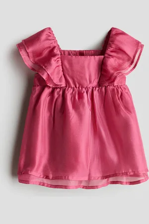 H&M Satinkleid mit Volants - Pink