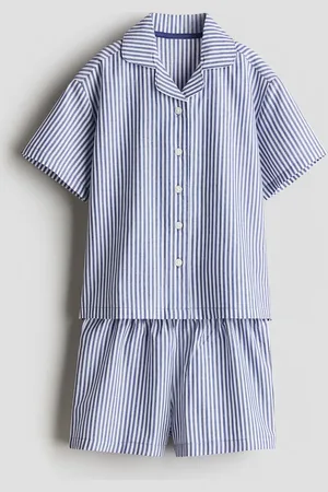 H&M Pyjama aus Baumwollpopeline - Blau