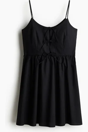 H&M Tie-detail poplin dress - Schwarz