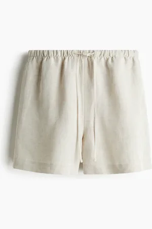 H&M Kordelzugshorts aus Leinenmix - Beige