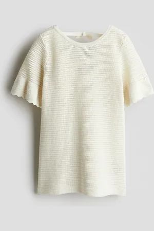 H&M Baumwollkleid im Häkellook - Weiß