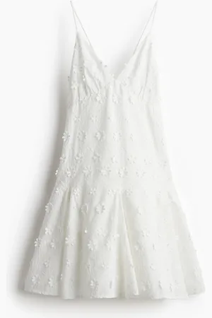 H&M Baumwollkleid mit Applikationen - Weiß