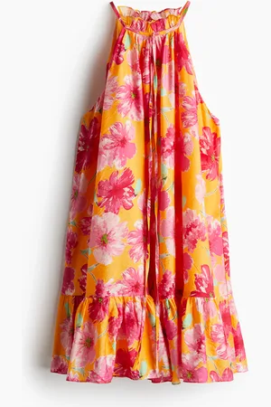 H&M Ärmelloses Kleid mit Volants - Orange