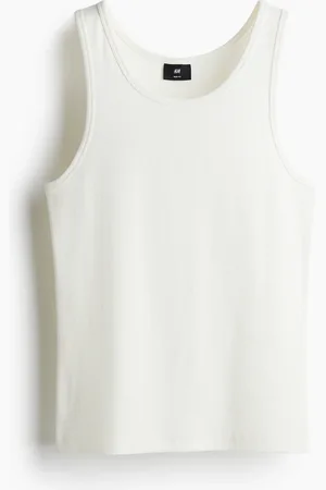H&M Geripptes Tanktop in Slim Fit - Weiß