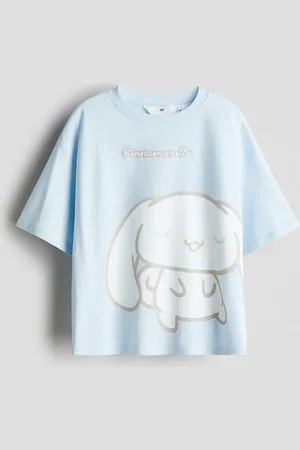 H&M Baumwoll-T-Shirt mit Print - Blau