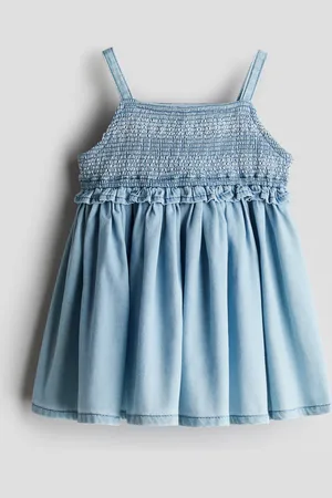 H&M Gesmoktes Denimkleid - Blau