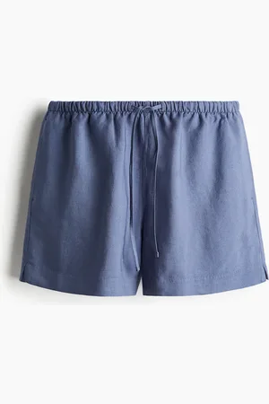 H&M Kordelzugshorts aus Leinenmix - Blau