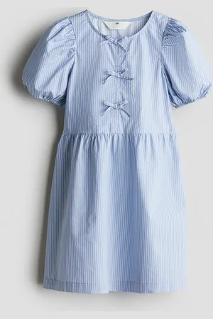 H&M Baumwollkleid mit Puffärmeln - Blau