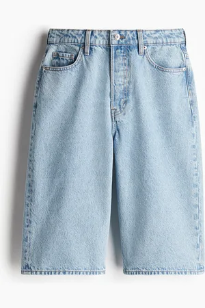 H&M Hohe knielange Denimshorts - Blau