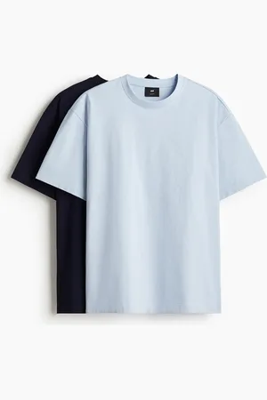 H&M 2er-Pack T-Shirts in Loose Fit - Blau