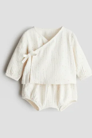 H&M 2-teiliges Musselinset im Wickelschnitt - Beige