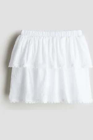 H&M Stufenskort aus Baumwolle - Weiß