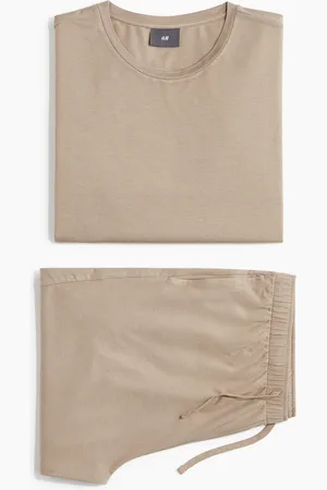 H&M Jerseypyjama mit T-Shirt und Shorts - Braun