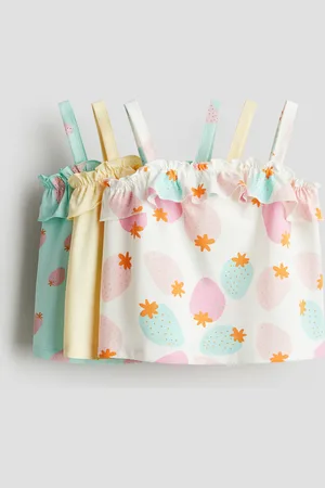 H&M 3er-Pack Trägertops mit Volantbesatz - Weiß